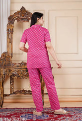 Printed cotton night dress for girls and women, comfortable and stylish, easy-to-wash